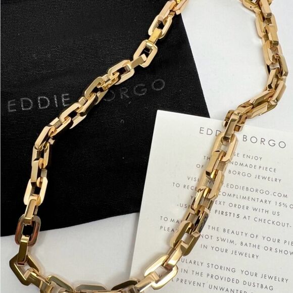 Eddie Borgo Supra Link Necklace 12K Gold Finish - Picture 2 of 4